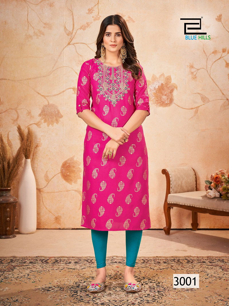 Blue Hills Classic Touch Vol 3 Rayon Printed Kurtis Wholesale Clothing Suppliers In India

